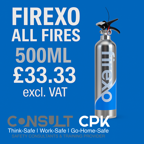 Firexo 500ml Small Fire Extinguisher in Stainless Steel